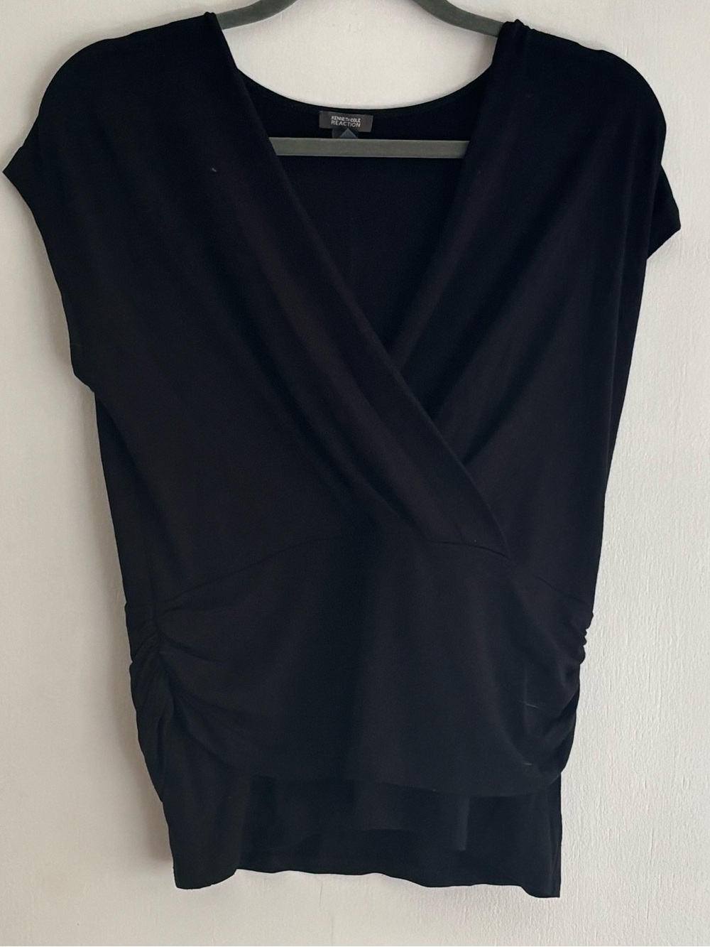 Black Surplice V-Neck Women's Top - Classic & Flattering